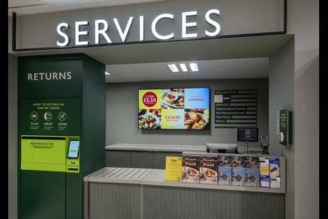 Automated returns counter at Waitrose John Barnes store, London